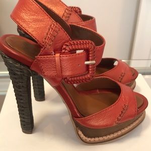 Nine West- boutique 9 platform, woven heel pump.